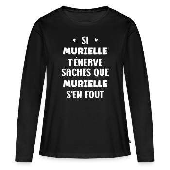 Murielle - T-shirt manches longues Premium bio Femme - noir - Devant - Julia (174cm)