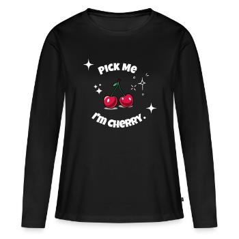 Cherries - Glitter - Women's Premium Organic Long Sleeve Shirt - black - Front - Julia (174cm)