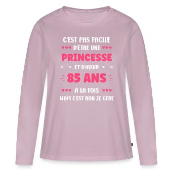 85 ANS - T-shirt manches longues Premium bio Femme - rose poudré - Devant - Julia (174cm)