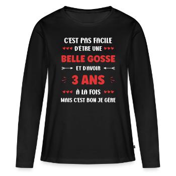3 ans - T-shirt manches longues Premium bio Femme - noir - Devant - Julia (174cm)