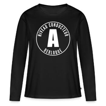 Jeune permis - T-shirt manches longues Premium bio Femme - noir - Devant - Julia (174cm)