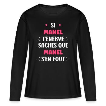 Manel - T-shirt manches longues Premium bio Femme - noir - Devant - Julia (174cm)