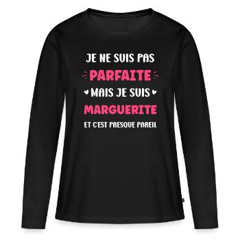 Marguerite - T-shirt manches longues Premium bio Femme - noir - Devant - Julia (174cm)