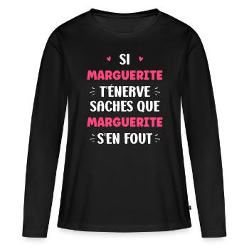 Marguerite - T-shirt manches longues Premium bio Femme - noir - Devant - Julia (174cm)