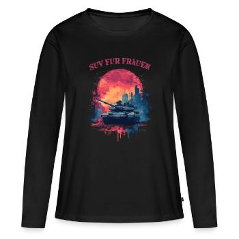 Panzer - SUV für Frauen - Frauen Premium Bio Langarmshirt - Schwarz - Vorne - Julia (174cm)