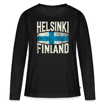 Helsinki, Finlande - T-shirt manches longues Premium bio Femme - noir - Devant - Julia (174cm)
