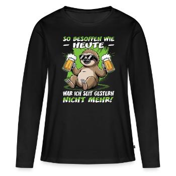 So besoffen wie heute Faultier | Sloth | Bier - Frauen Premium Bio Langarmshirt - Schwarz - Vorne - Julia (174cm)