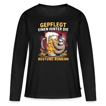 Gepflegt einen hinter die Rüstung römern Faultier - Frauen Premium Bio Langarmshirt - Schwarz - Vorne - Julia (174cm)