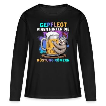 Gepflegt einen hinter die Rüstung römern Faultier - Frauen Premium Bio Langarmshirt - Schwarz - Vorne - Julia (174cm)