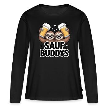 Sauf Buddys Sloth Faultier | Bier - Frauen Premium Bio Langarmshirt - Schwarz - Vorne - Julia (174cm)