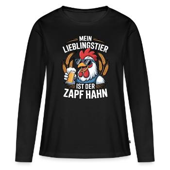 Mein Lieblingstier ist der Zapf Hahn | Bier - Frauen Premium Bio Langarmshirt - Schwarz - Vorne - Julia (174cm)