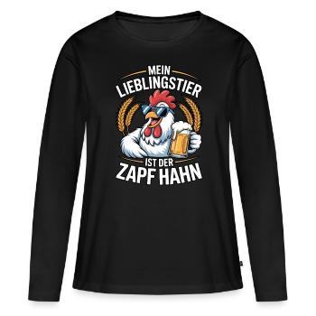 Mein Lieblingstier ist der Zapf Hahn | Bier - Frauen Premium Bio Langarmshirt - Schwarz - Vorne - Julia (174cm)