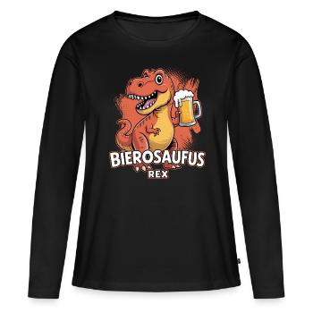 Beer Time | Bierosaufus Rex Dinosaurier | Bier - Frauen Premium Bio Langarmshirt - Schwarz - Vorne - Julia (174cm)