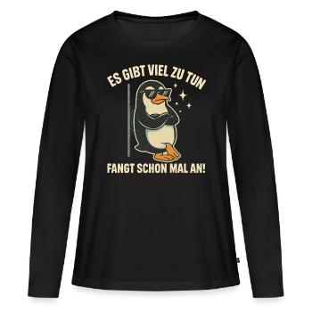 Pingouin cool dans le travail de bureau - T-shirt manches longues Premium bio Femme - noir - Devant - Julia (174cm)