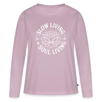 Slow Living Chill Vibes Live Slow - Women's Premium Organic Long Sleeve Shirt - dusky pink - Front - Julia (174cm)