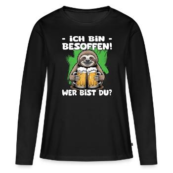 Ich bin besoffen wer bist du Faultier | Bier Sloth - Frauen Premium Bio Langarmshirt - Schwarz - Vorne - Julia (174cm)