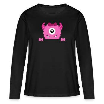 Petit monstre mignon - T-shirt manches longues Premium bio Femme - noir - Devant - Julia (174cm)