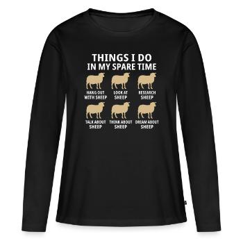 Things i do in my spare time hang out with sheep - T-shirt manches longues Premium bio Femme - noir - Devant - Julia (174cm)