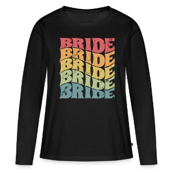 Retro Braut Matching Paar Verlobung Hochzeit - Frauen Premium Bio Langarmshirt - Schwarz - Vorne - Julia (174cm)