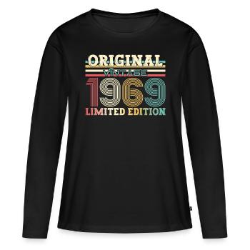 Original 1969 Millésime 1969 Anniversaire 1969 - T-shirt manches longues Premium bio Femme - noir - Devant - Julia (174cm)