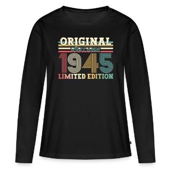 Original May 1945 Vintage 1945 Birthday 1945 - Women's Premium Organic Long Sleeve Shirt - black - Front - Julia (174cm)