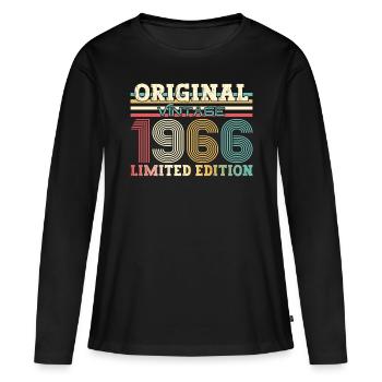 Original 1966 Millésime 1966 Anniversaire 1966 - T-shirt manches longues Premium bio Femme - noir - Devant - Julia (174cm)