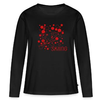 ski fahren, ski, skiing, ski geschenk - Frauen Premium Bio Langarmshirt - Schwarz - Vorne - Julia (174cm)