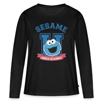Sesamstraße Cookie Academy - Frauen Premium Bio Langarmshirt - Schwarz - Vorne - Julia (174cm)