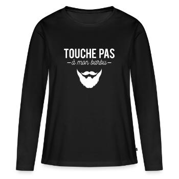 Touche pas à mon barbu couple humour - T-shirt manches longues Premium bio Femme - noir - Devant - Julia (174cm)