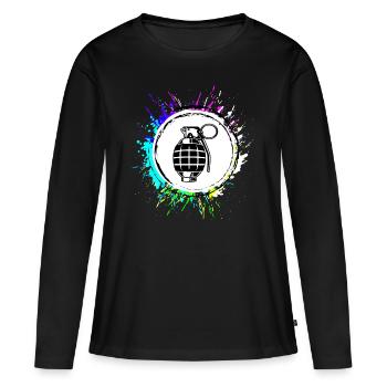 Granate waffe icon - Frauen Premium Bio Langarmshirt - Schwarz - Vorne - Julia (174cm)