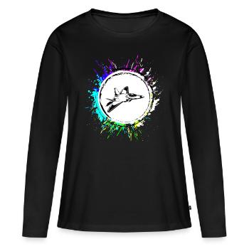 Symbole d’avion à réaction - T-shirt manches longues Premium bio Femme - noir - Devant - Julia (174cm)
