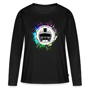 Casque de football - T-shirt manches longues Premium bio Femme - noir - Devant - Julia (174cm)