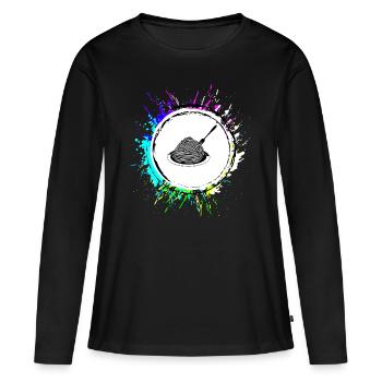 Symbole spaghetti - T-shirt manches longues Premium bio Femme - noir - Devant - Julia (174cm)