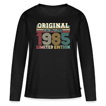 Original 1985 Millésime 1985 Anniversaire 1985 - T-shirt manches longues Premium bio Femme - noir - Devant - Julia (174cm)