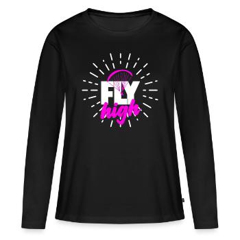 FLY high pink - Frauen Premium Bio Langarmshirt - Schwarz - Vorne - Julia (174cm)