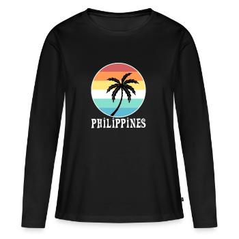 Philippines - T-shirt manches longues Premium bio Femme - noir - Devant - Julia (174cm)