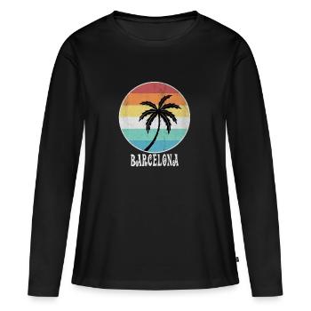 Barcelone - T-shirt manches longues Premium bio Femme - noir - Devant - Julia (174cm)