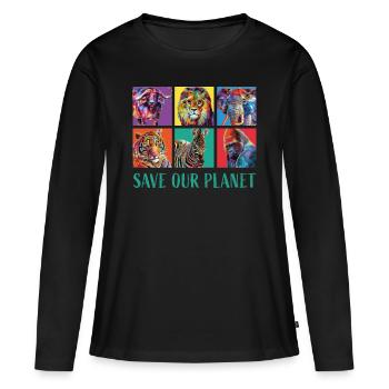 PD Moreno Save Our Planet - T-shirt manches longues Premium bio Femme - noir - Devant - Julia (174cm)