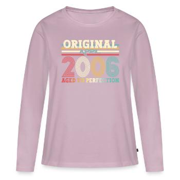 18e anniversaire Original avril année 2006 - T-shirt manches longues Premium bio Femme - rose poudré - Devant - Julia (174cm)