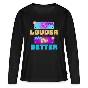 plus c’est fort, mieux c’est - T-shirt manches longues Premium bio Femme - noir - Devant - Julia (174cm)