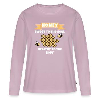 cadeau sucré miel pour nectar nid d'abeille abeille apiculteur - T-shirt manches longues Premium bio Femme - rose poudré - Devant - Julia (174cm)