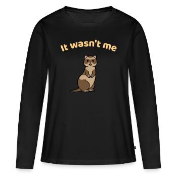 Furet mignon malodorant - furet drôle, furet mignon - T-shirt manches longues Premium bio Femme - noir - Devant - Julia (174cm)