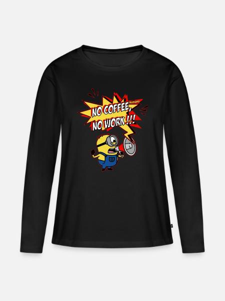 Minions con megafono niente caffè nessun lavoro! ! - Maglia a maniche lunghe ecologica premium da donna - nero