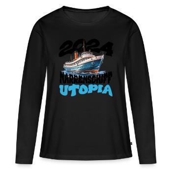 L’Utopie de la Nef des fous, Franz Josef Strauss - T-shirt manches longues Premium bio Femme - noir - Devant - Julia (174cm)