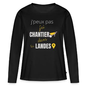 j peux pas j ai chantier dans les landes - T-shirt manches longues Premium bio Femme - noir - Devant - Julia (174cm)