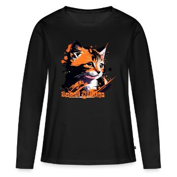 kleines Kätzchen, Katze getigert - Frauen Premium Bio Langarmshirt - Schwarz - Vorne - Julia (174cm)