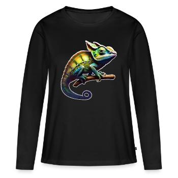 Caméléon camouflage cool - T-shirt manches longues Premium bio Femme - noir - Devant - Julia (174cm)