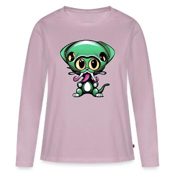 Mignon extraterrestre vert - T-shirt manches longues Premium bio Femme - rose poudré - Devant - Julia (174cm)