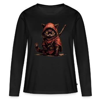 Ninja Cat - Women's Premium Organic Long Sleeve Shirt - black - Front - Julia (174cm)