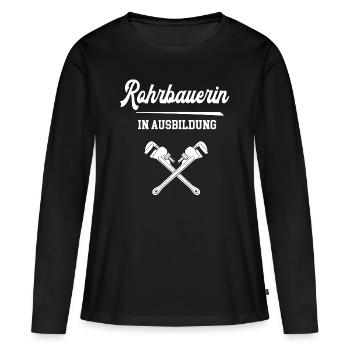 Rohrbauerin Ausbildung Rohbau Straßenbau Maurerin - Frauen Premium Bio Langarmshirt - Schwarz - Vorne - Julia (174cm)